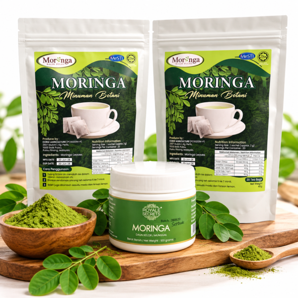 Pakej 2 Moringa Tea dan Serbuk Moringa 100g
